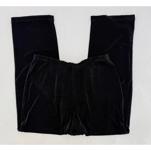Chico’s Black Pull On Cropped Slinky Acetate Wide Leg Pants Sz 3 Boho USA - Picture 3 of 9